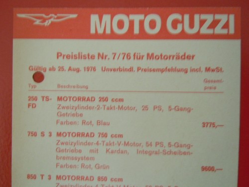 Moto guzzi preisliste 1976 - ,