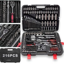 216-tlg Steckschlüsselsatz Knarrenkasten Nusskaten Steckschlüssel Ratschenkasten