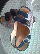 Finn Comfort Damensandale, 39,  Leder, blau-farbig, Klettverschluss