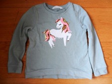glitzer Einhorn Pferd Mädchen Pullover  Gr,122/128 H&M mit Wendepailletten