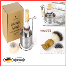 Edelstahl-Rasiermesser | Synthetischer Dachshaar-Pinsel | 100g Seife