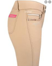 Esperado " Escape " Damen Reithose Stiefelreithose Knie Stoff Taupe beige 80 neu