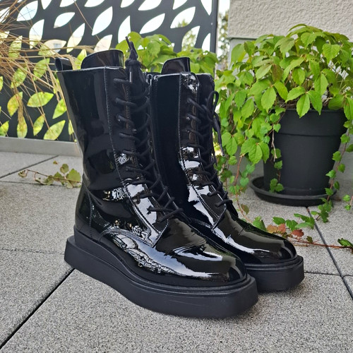 Newd damen lackleder stiefel - lackleder,