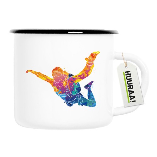 Emaille tasse skydiving bunte - tasse,