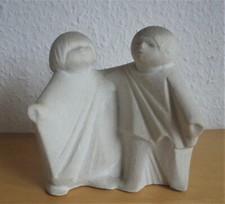 Original Marbell Stone Art Belgium Deko Figur Junge Mädchen Kinder Skulptur