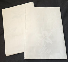 Bettwäsche 2 Bettdeckenbezüge  weiß gemustert neu Glanzgarn Knopfleiste 135x200