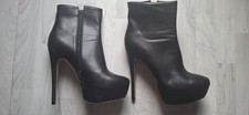 Leder Stiefelette Schwarz  Gr