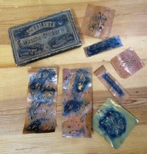 orig antikes "WÄSCHE-STICKEREI-SET" altdeutsches ABC & Zahlen Schablonen  ~1900 