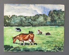 Kühe auf der Wiese, Aquarell