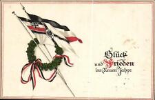 (73568) NEUJAHR - Patriotik - Fahnen, Kranz, Schleife 1914