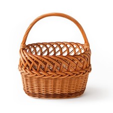 Aqbau® Einkaufskorb Korb geflochten 37x40x20 cm Natural Weidenkorb Flechtkorb