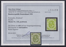 Bundesrepublik Posthornsatz 90Pfg-Wert Mi.-Nr. 138 postfrisch ** Befund Schlegel