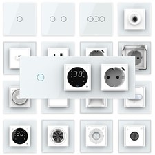 Touch Lichtschalter Dimmer Wechselschalter Taster Steckdose Glasrahmen LIVOLO