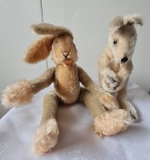 Steiff Hase Lulac 43cm 50er-60er Jahre und Kaenguruh Linda mit Baby 28cm