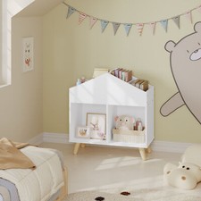 Kinderregal Spielzeugregal Bücherregal mit 6 Fächern MDF Kinderzimmerregal Weiß