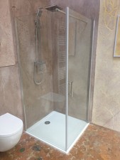 Duschkabine 80x80 Dusche Eckdusche Duschabtrennung Schwingtür ESG Glas NANO TOP