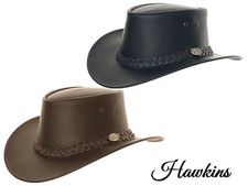 Australischer Buschhut aus Leder Outback Stetson-Stil authentisch Cowboy zwei Farben
