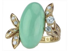 14 K 585 Gelb Gold 5,8 ct himmelblauer Türkis 0,38 ct Brillant Damen Ring!