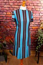 Vintage orig 60er Kleid türkis Streifen Flapper Stil Disco 38 40