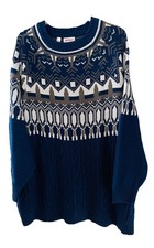 John Baner Norweger Zopf Strick Pullover, marineblau weiß khaki, Gr. 50/52