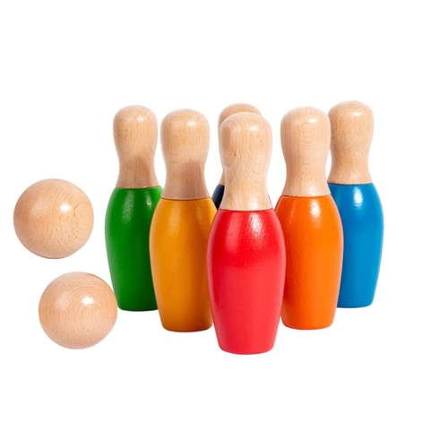 Holzkegelspiel bunt kegelspiel - holzkegelspiel,