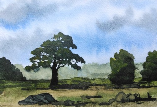 Original aquarell landschaft - -,