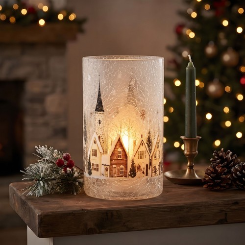 Windlicht h20cm crackle glas - h20cm,