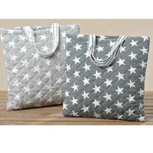 Shopper baumwolle sterne grau - baumwolle,