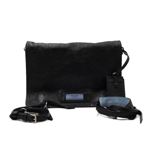 Prada schwarze leder - leder, etikett