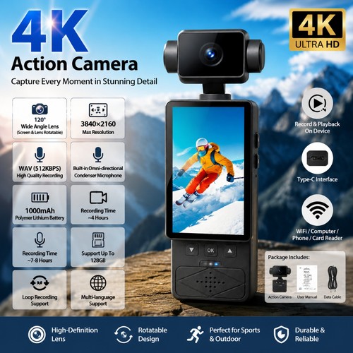 Sport action kamera 120 - 4k, 120°