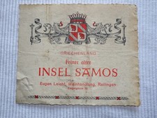 altes Flaschenetikett Feiner alter Insel Samos - Griechenland ,