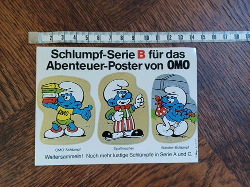 Werbeaufkleber omo schlumpf - omo,