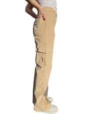 Damen Cordhose Größe S M 38 40 beige Taschen ausgestellt Stretch Hose neu 712