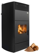 FUEGO Kombi Kaminofen Country Hybrid Holz Pellet wasserführend Schwarz 20-34 kW
