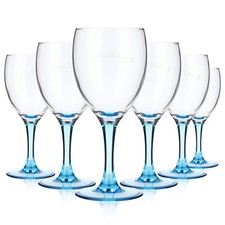 6x Cool Blue Wasser Glas Gläser 0,19l Wassergläser Kelch Blauer Fuß