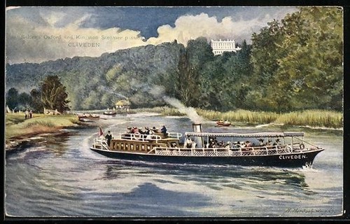 Künstler binnenschiff - künstler-ak,