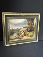 Ölgemälde Hühner und Enten