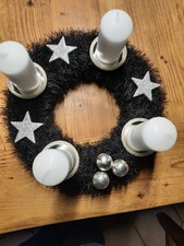 Adventskranz schwarz,  Weihnachten, gestrickt, Tischdekoration,  Kranz, Advent