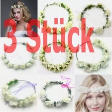 3x Weiß Blumen Stirnband Haarband Haarreifen Kranz Festival Hochzeit Hippie