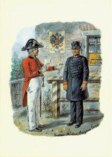 Post AK Österreich Uniform Postbeamte Postillione um 1850