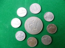 1 Dollar 1971 , Quarter Dollar + 7 x 5 Cents Münzen USA