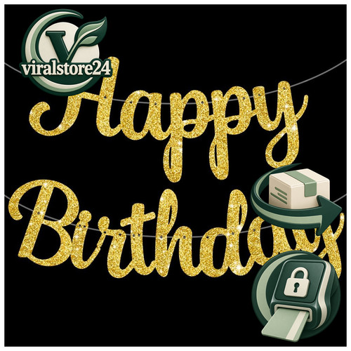 Happy birthday banner gold - birthday,