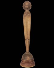 Handgeschnitzte Holzstatue der Jungfrau Maria (Frankreich, ca. 1960er–1970er)