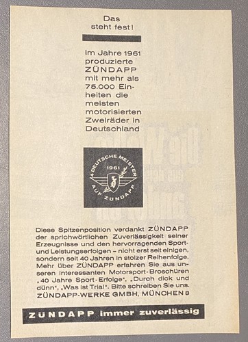 Zündapp 1961 werbung ca - ,
