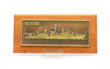 F 211 Köln Fregatte Messing Relief auf Holzbrett Wanddeko 25 x 12 cm