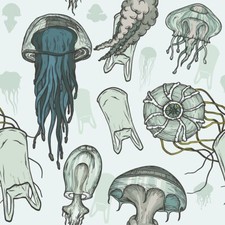 3 lose Servietten ~ Quallen Schnecken Meer unter Wasser Fische