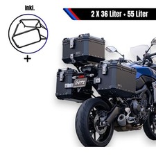 Alukofferset & Träger Schwarz für Honda NT 1100 55 L Topcase & Seitenkoffer 2 X 