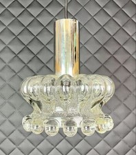 Vintage leuchter 1 Arm Chrom Deckenleuchte Metall Bergkristall Glas Lampe  #35