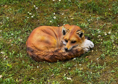 Gartenfigur fuchs liegend haus - gartenfigur,