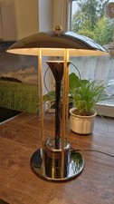 Tischleuchte Schreibtischleuchte Vintage 80er Grau Chrom mit Messingstangen